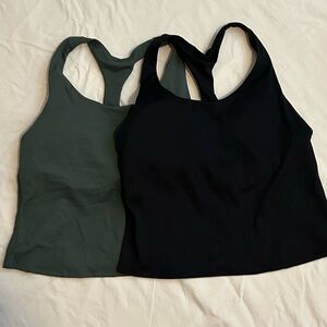 Black and Green Racerback Cropped Tank Tops
